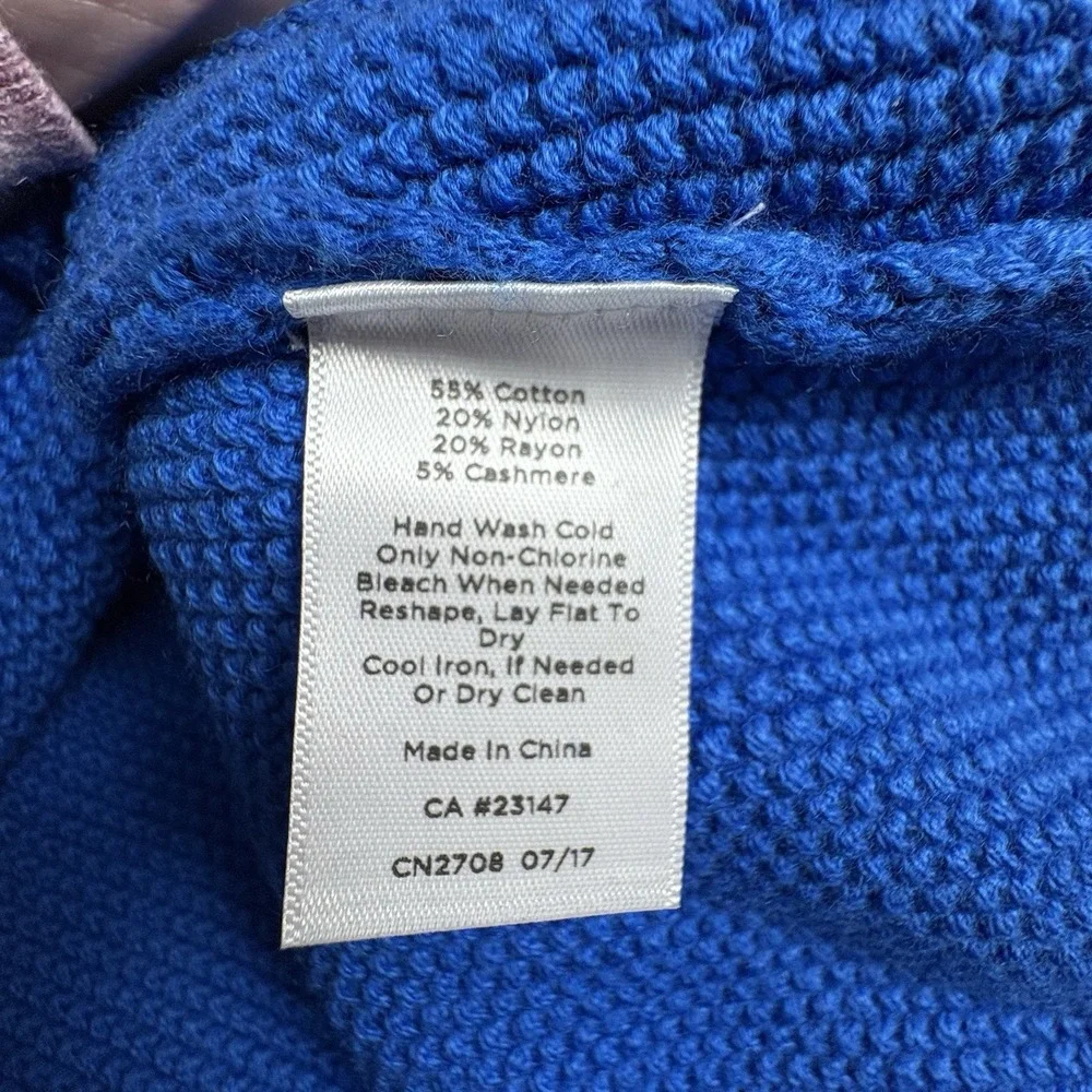 Talbots Sweater Women XL‎ Blue Knit Cable Yoke Classic Preppy Academia